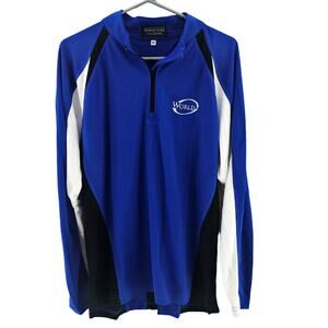 World Golf Polo 1/4 Zip Blue White Moisture Wick Quick Dry Breathable